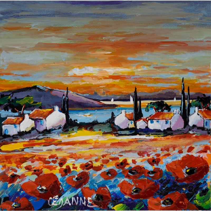 Painting Soleil couchant sur la Méditerranée by Cédanne | Painting Figurative Acrylic, Oil Landscapes, Pop icons