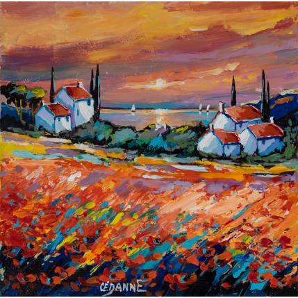 Painting Coucher de soleil sur la Provence by Cédanne | Painting Figurative Acrylic, Oil Landscapes