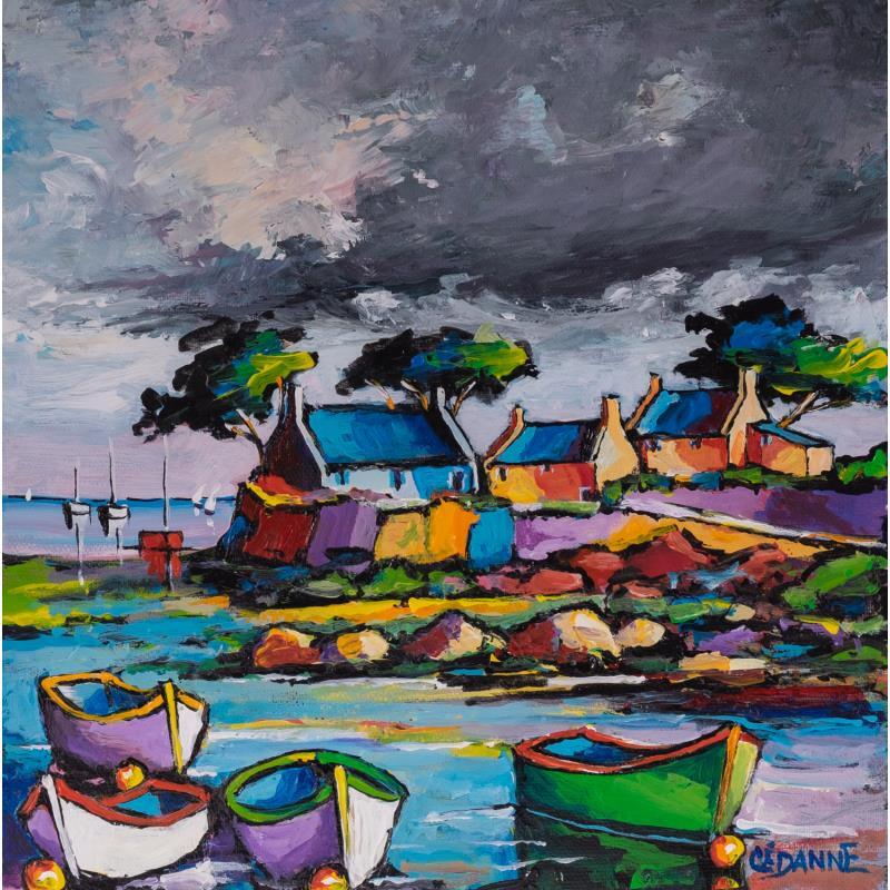 Painting Ciel d'orage en Bretagne by Cédanne | Painting Figurative Acrylic, Oil Landscapes, Marine