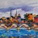Painting Notre-Dame de Paris et le Pont des Arts en automne by Cédanne | Painting Figurative Landscapes Oil Acrylic