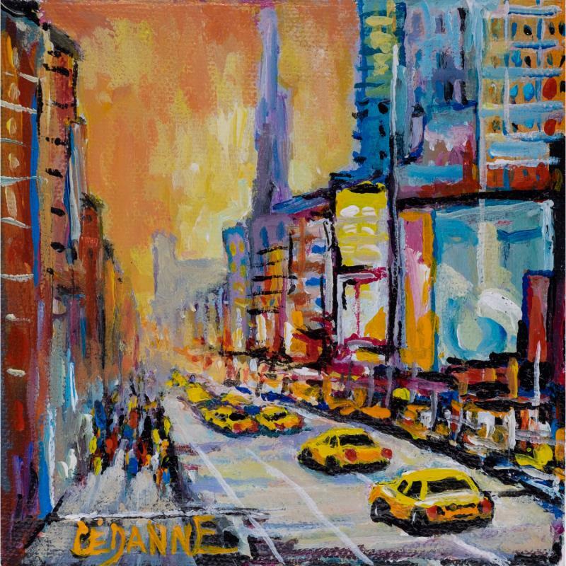 Gemälde Les taxis jaunes de New York von Cédanne | Gemälde Figurativ Landschaften Urban Alltagsszenen Öl Acryl