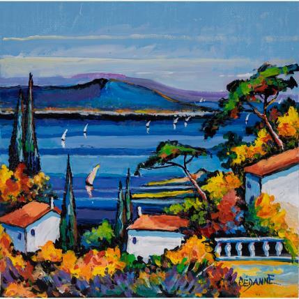 Painting Automne sur la Côte d'Azur by Cédanne | Painting Figurative Acrylic, Oil Landscapes, Nature, Pop icons