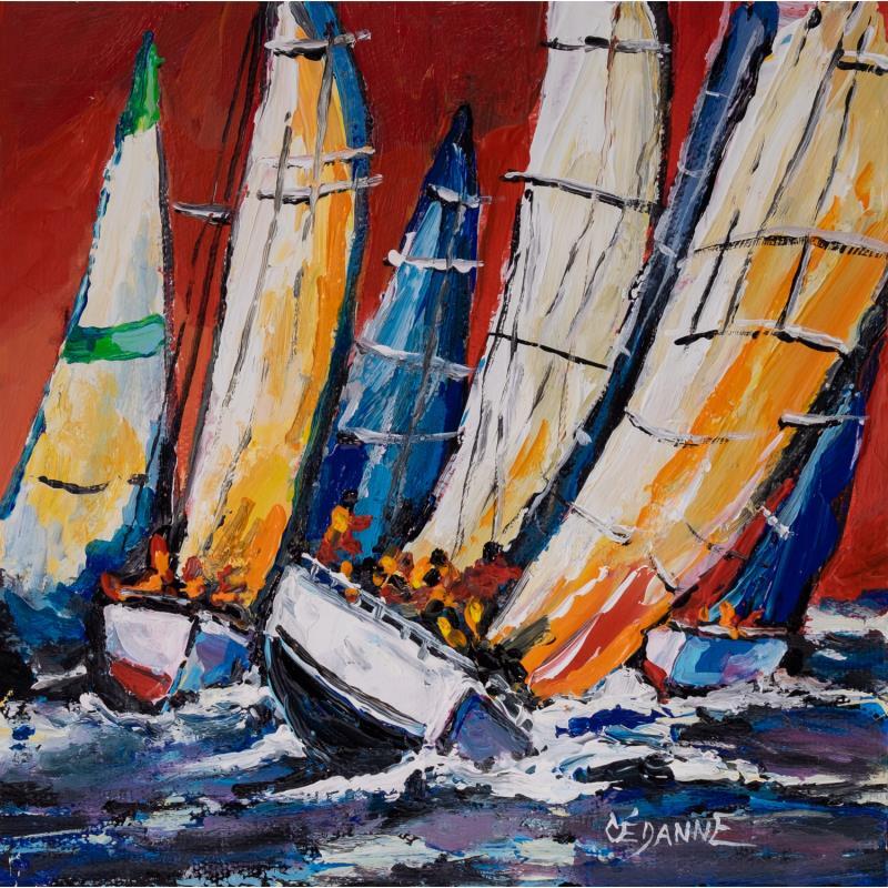 Painting Régate dans la tempête by Cédanne | Painting Figurative Acrylic, Oil Landscapes, Marine, Pop icons