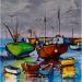 Gemälde Bateaux au port von Cédanne | Gemälde Figurativ Landschaften Marine Öl Acryl