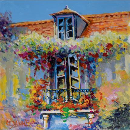 Gemälde Le balcon fleuri von Cédanne | Gemälde Figurativ Acryl, Öl Landschaften, Natur, Urban