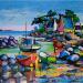 Painting Maisons de pêcheurs by Cédanne | Painting Figurative Landscapes Marine Oil Acrylic