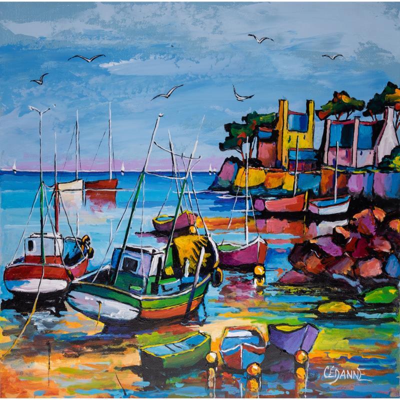 Painting Le petit port by Cédanne | Painting Figurative Landscapes Marine Oil Acrylic