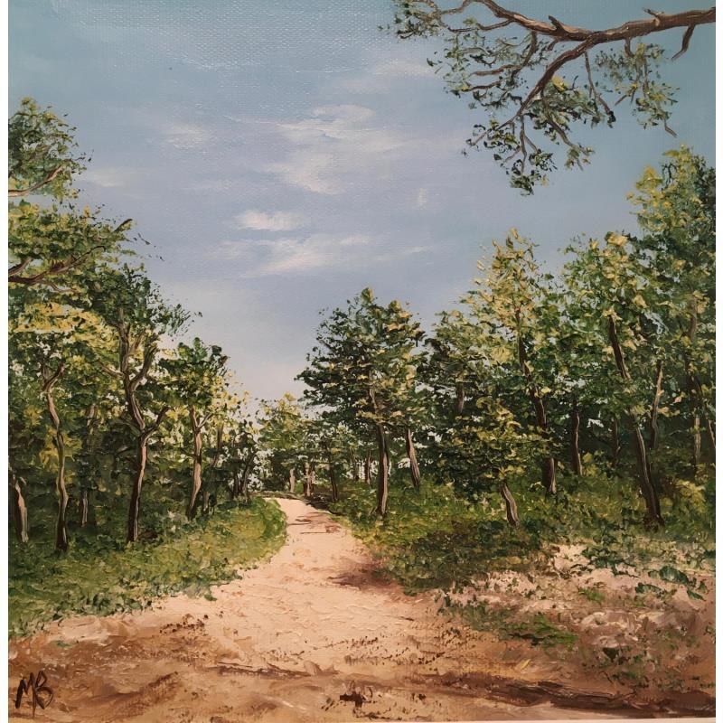 Gemälde Le chemin forestier von Blandin Magali | Gemälde Figurativ Landschaften Öl