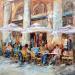 Painting Café le Nemours  by Novokhatska Olga | Painting Figurative Urban Oil Acrylic