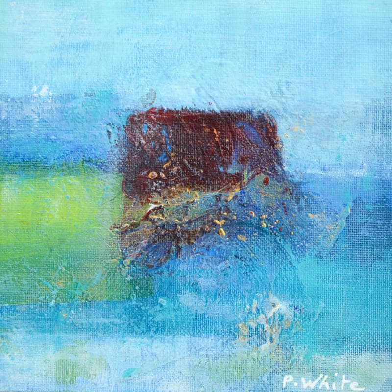 Painting Citadelle bleue by White Pascale | Painting Abstract Acrylic Minimalist