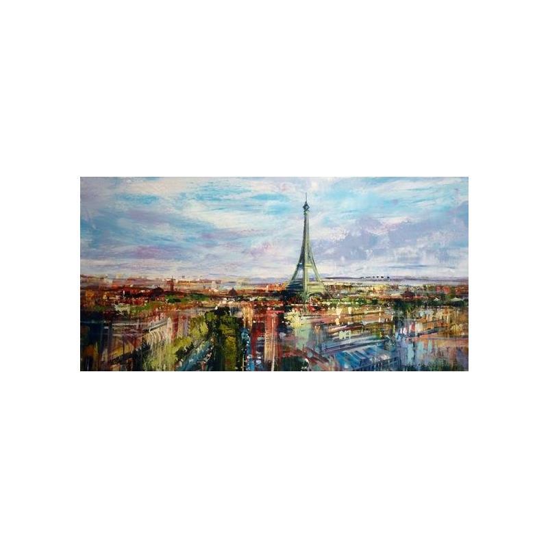 Painting Un jour à Paris by Frédéric Thiery | Painting Figurative Acrylic Landscapes, Urban