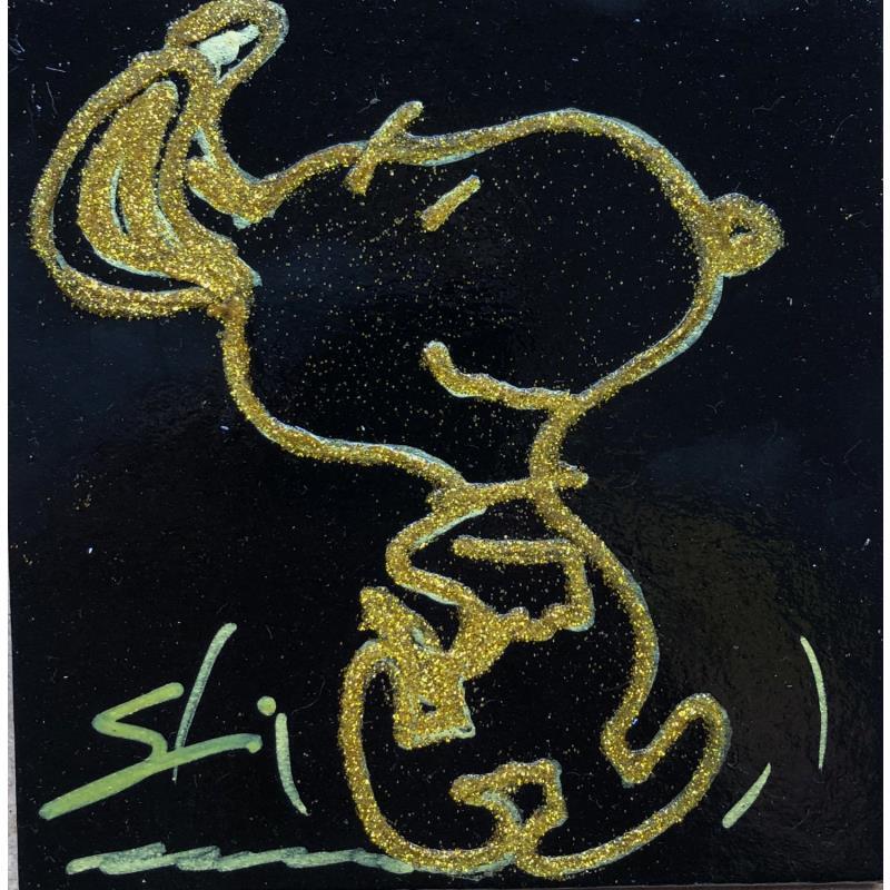 Gemälde Snoopy run von Mestres Sergi | Gemälde Pop-Art Pop-Ikonen Graffiti Acryl