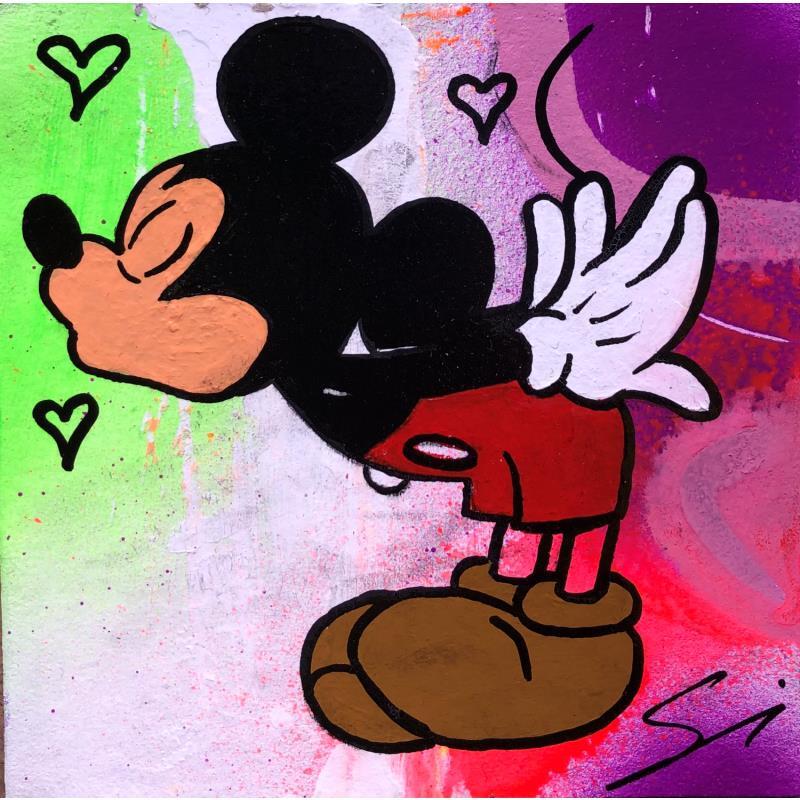 Gemälde Kiss me Mickey von Mestres Sergi | Gemälde Pop-Art Acryl, Graffiti Pop-Ikonen