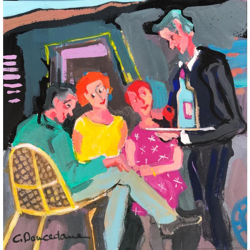 Gemälde Un verre pour 3  von Doucedame Christine | Gemälde Figurativ Alltagsszenen Acryl