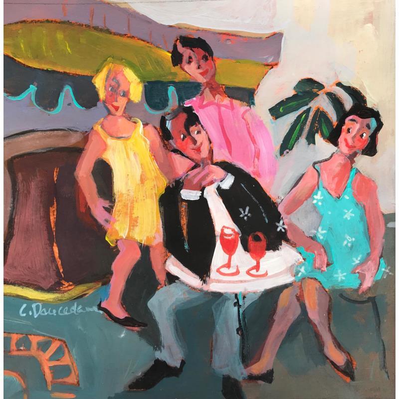 Painting Les fiancés by Doucedame Christine | Painting Figurative Life style Acrylic