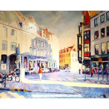 Painting Une place du Lion d'Or by Rigaux Régis | Painting Figurative Oil Urban