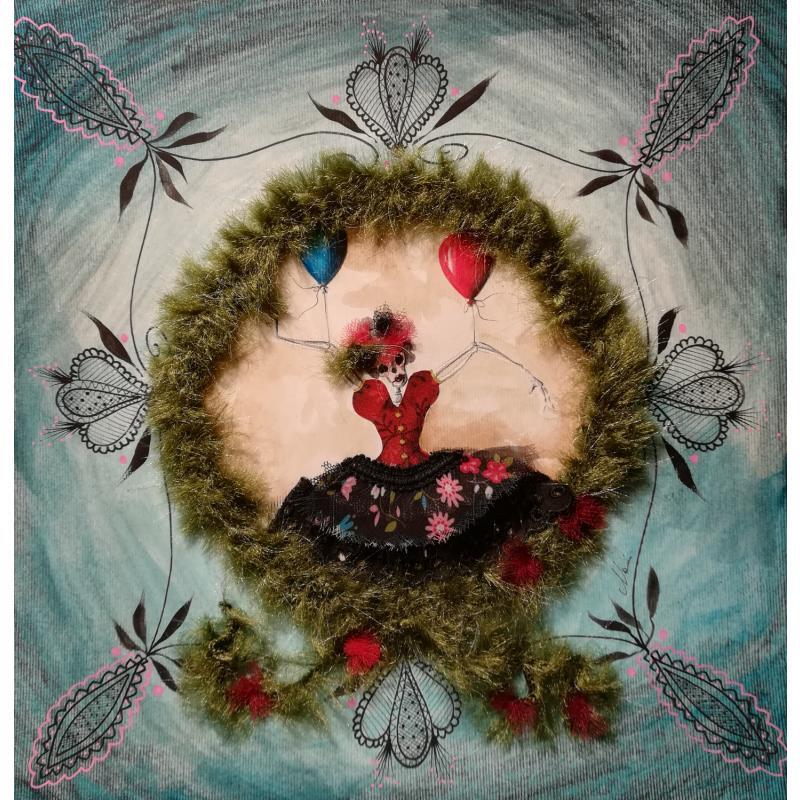 Painting Il cerchio d'erba è la Santa Muerte by Nai | Painting Surrealism Music Nature Life style Acrylic Gluing