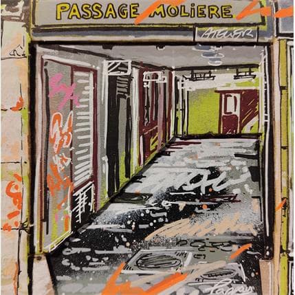 Peinture Passage Molière par Pappay | Tableau Street Art Mixte Vues urbaines