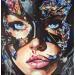 Gemälde Black Cat von Caizergues Noël  | Gemälde Pop-Art Porträt Pop-Ikonen Acryl Collage Papier