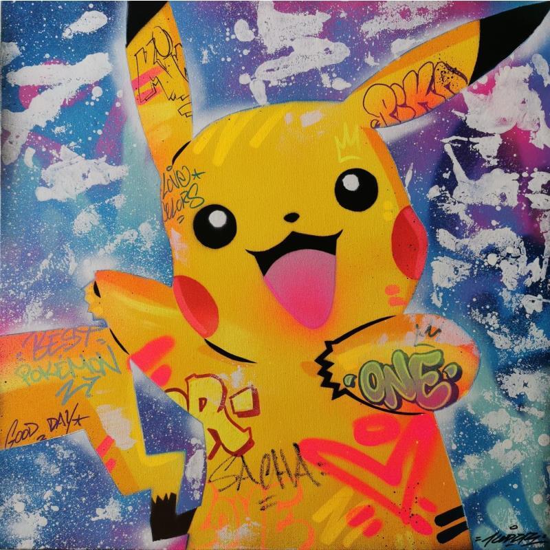 Peinture Hello Pikachu par Kedarone | Tableau Pop-art Icones Pop Graffiti Acrylique