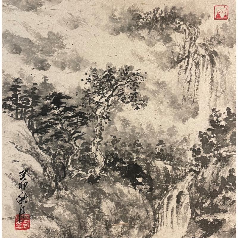 Gemälde Drizzle  von Yu Huan Huan | Gemälde Figurativ Landschaften Schwarz & Weiß Tinte