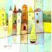 Painting AO64  VILLAGE MEDIEVAL by Burgi Roger | Painting Figurative Acrylic