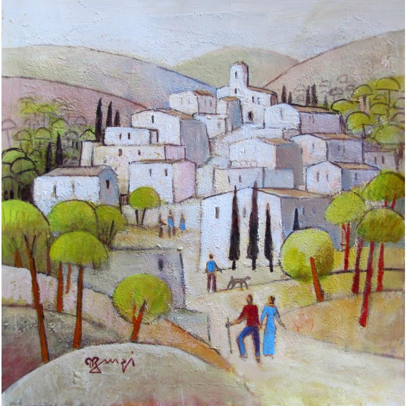 Painting AN67  VILLAGE DE SICILE  2 by Burgi Roger | Painting Figurative Acrylic