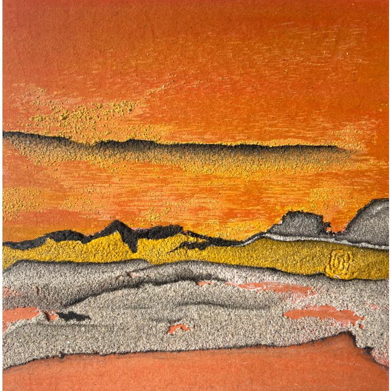 Gemälde Carré Grain de Sable Jaune IV von CMalou | Gemälde Materialismus Minimalistisch Sand