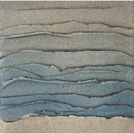 Peinture Carré Grain de Sable Bleu II par CMalou | Tableau Matiérisme Sable Minimaliste