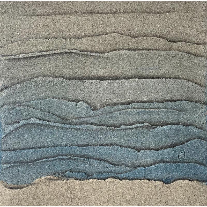 Peinture Carré Grain de Sable Bleu II par CMalou | Tableau Matiérisme Minimaliste Sable