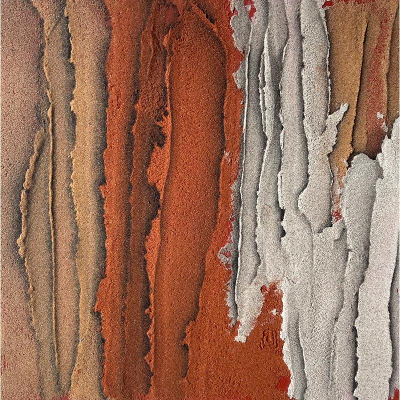 Gemälde Carré d'Ocre V von CMalou | Gemälde Materialismus Pappe, Sand Minimalistisch