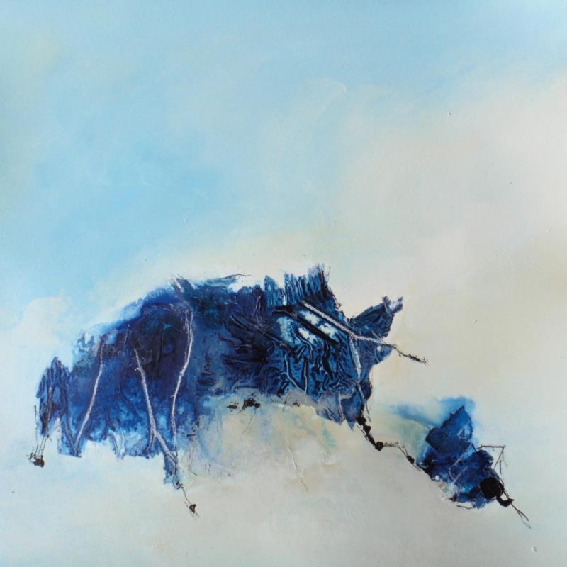 Gemälde Vibration bleue von Han | Gemälde Abstrakt Natur Acryl Collage