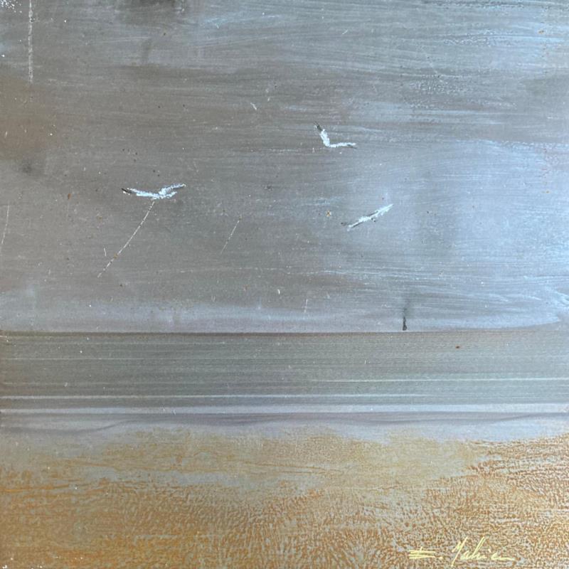 Peinture Plage des 3 Digues par Mahieu Bertrand | Tableau Art Singulier Métal Marine, Paysages