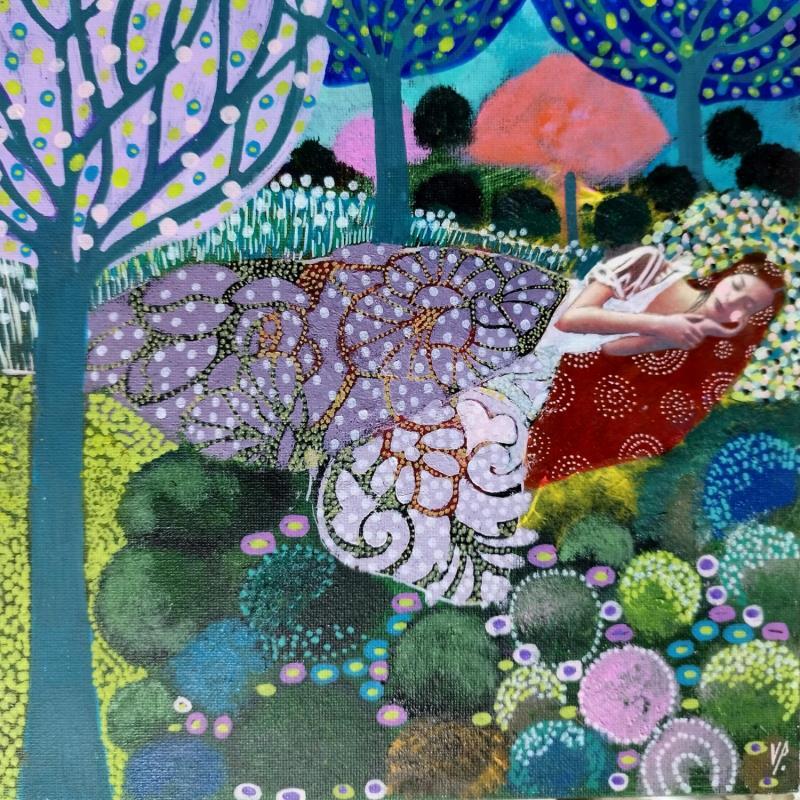 Peinture Belle endormie  par Picini Victoria | Tableau Figuratif Portraits Paysages Scènes de vie Acrylique Collage