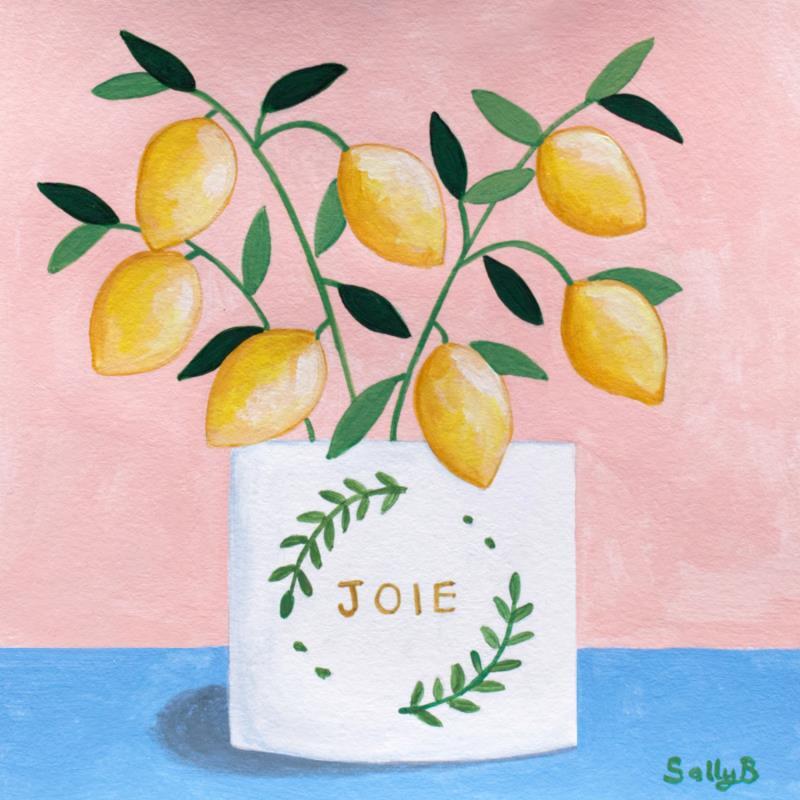 Gemälde Citron Joie von Sally B | Gemälde Naive Kunst Stillleben Acryl