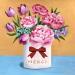 Gemälde Merci bouquet fleurs von Sally B | Gemälde Naive Kunst Stillleben Acryl