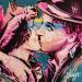 Peinture Chaplin the kiss par Sufyr | Tableau Street Art Icones Pop Graffiti Posca