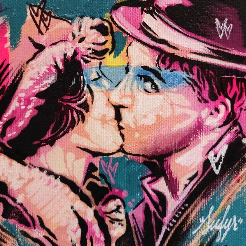 Peinture Chaplin the kiss par Sufyr | Tableau Street Art Graffiti, Posca Icones Pop