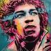 Gemälde Jimi Hendrix von Sufyr | Gemälde Street art Pop-Ikonen Graffiti Posca