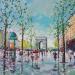 Painting CHAMPS ELYSEES SOUS LA PLUIE by Euger | Painting Figurative Landscapes Urban Life style Acrylic