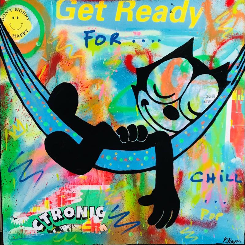 Painting Felix chill by Kikayou | Painting Pop-art Acrylic, Gluing, Graffiti Pop icons