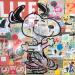 Peinture Snoopy happy vintage par Kikayou | Tableau Pop-art Icones Pop Graffiti Acrylique Collage