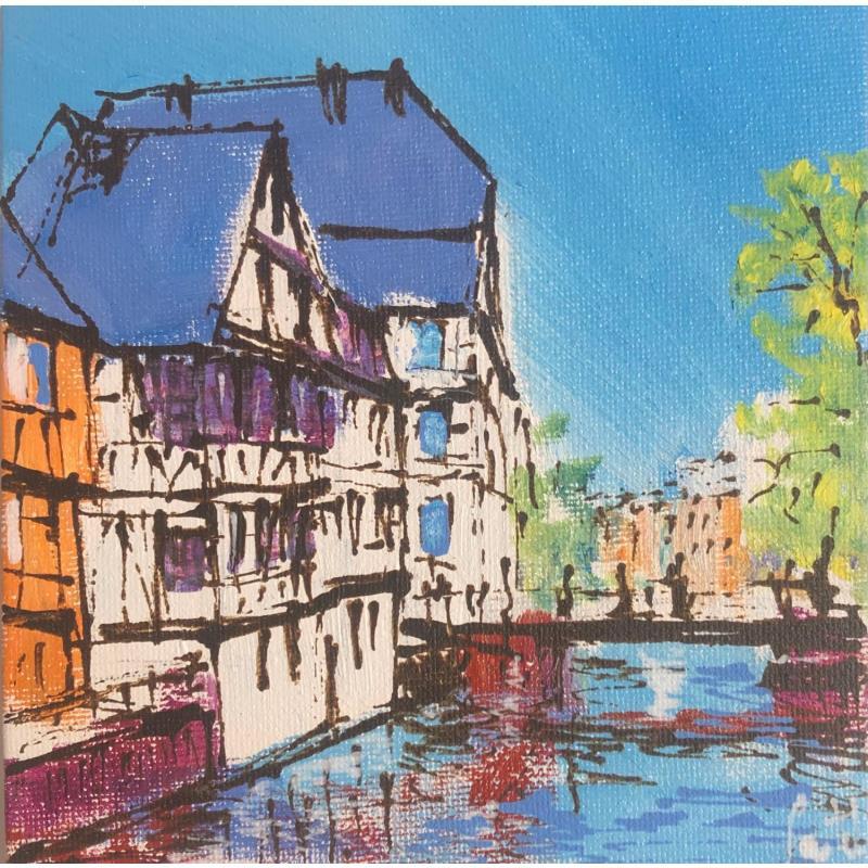 Peinture Strasbourg, Petite France n°198 par Castel Michel | Tableau Figuratif Urbain Acrylique