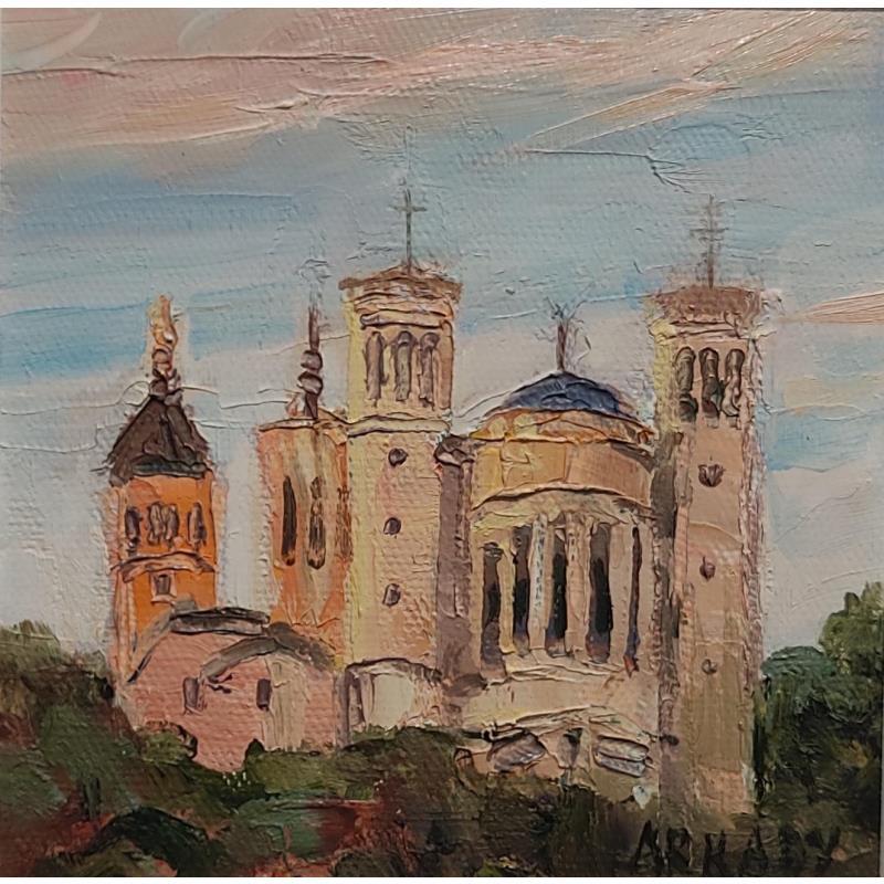 Peinture Fourvière en lumière par Arkady | Tableau Figuratif Huile