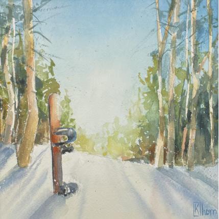 Gemälde Sunny day in Winter von Lida Khomykova | Gemälde Figurativ Aquarell Pop-Ikonen