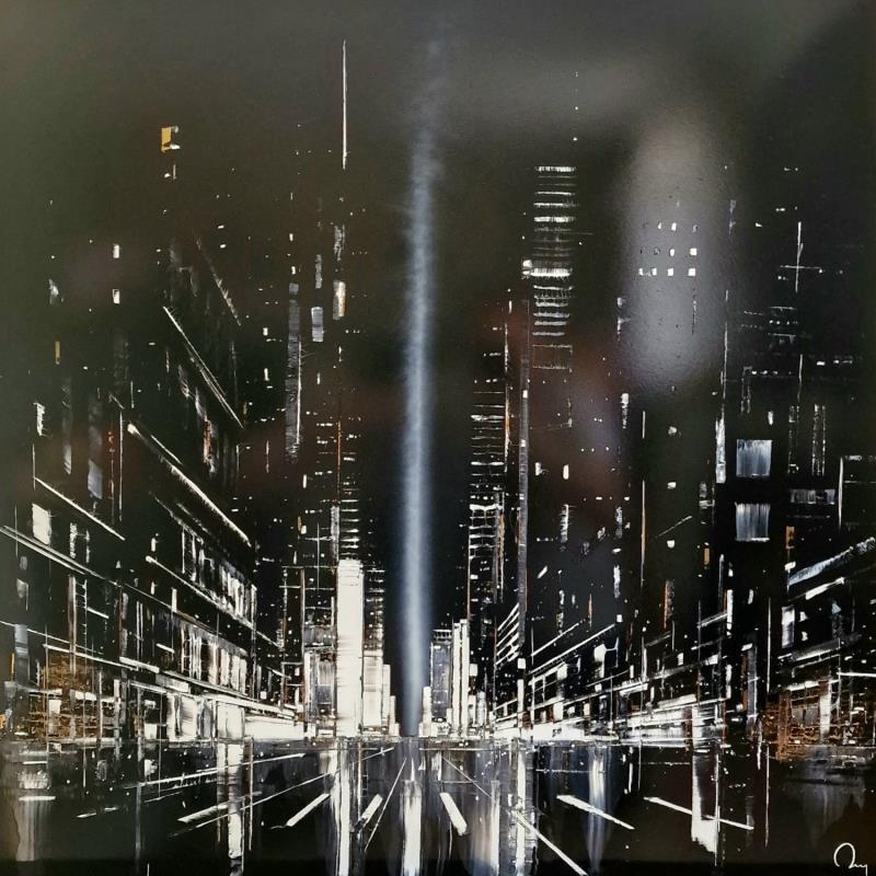 Painting Night atmosphere by Rey Julien | Painting Figurative Gold leaf, Lacquer Urban