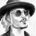 Peinture Johnny Depp par Stoekenbroek Denny | Tableau Figuratif Noir & blanc Fusain