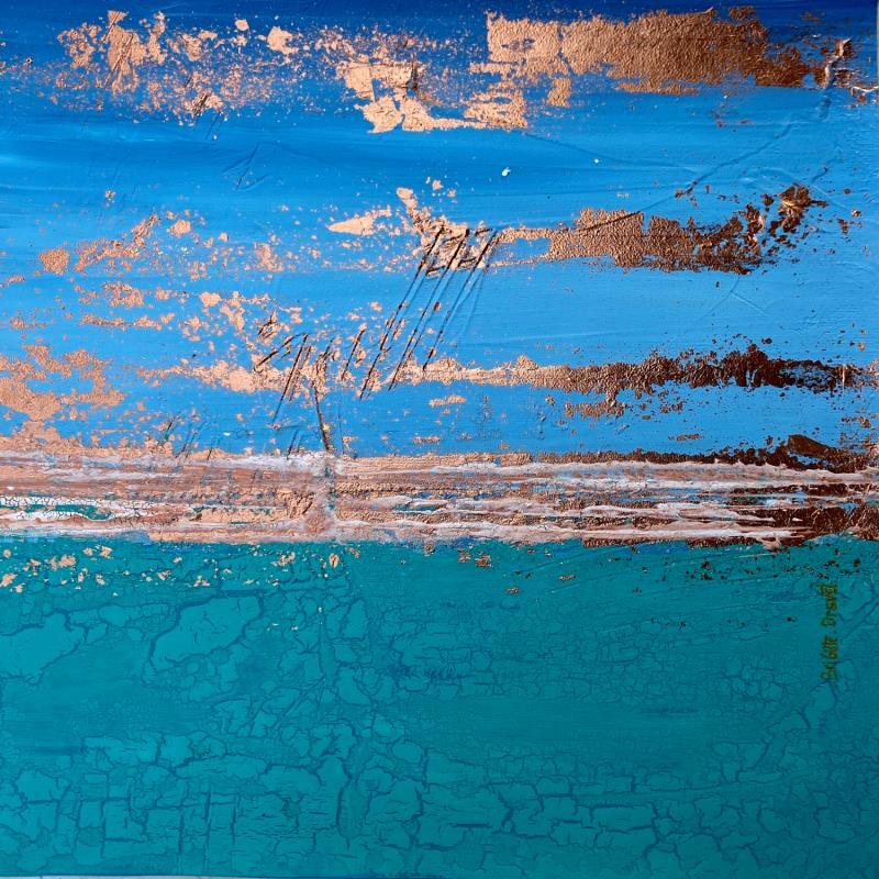 Painting Turquoise sea by Dravet Brigitte | Painting Abstract Acrylic Marine, Minimalist