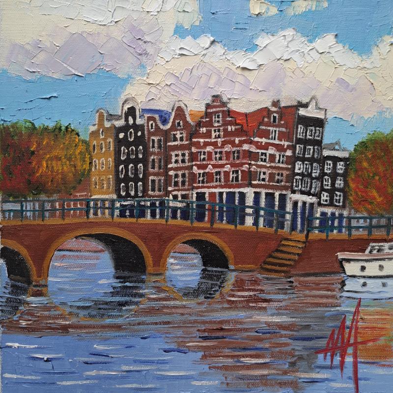 Painting Leidse gracht, fall colours by De Jong Marcel | Painting Figurative Oil Urban