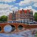 Painting Brouwersgracht, windy day by De Jong Marcel | Painting Figurative Urban Oil